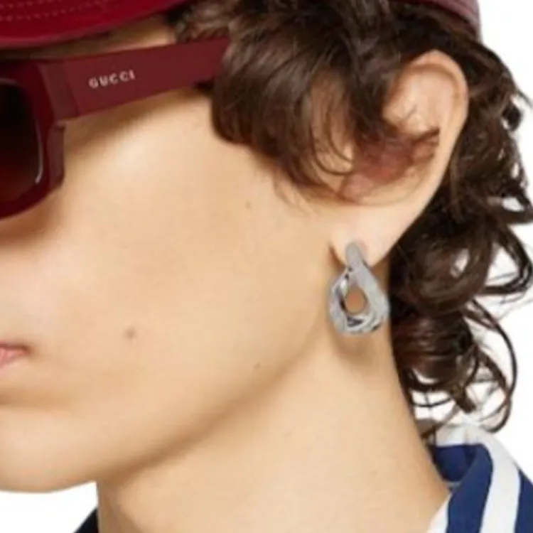 GUCCI Brass Earrings Unisex Silver-2