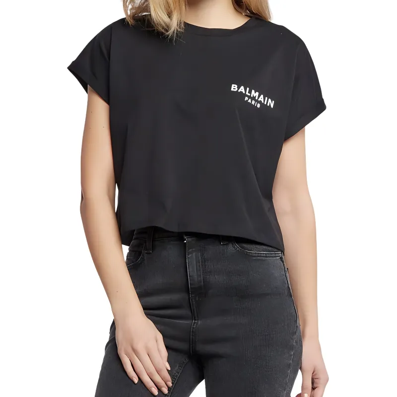 BALMAIN Cropped Tee 'Black'-5