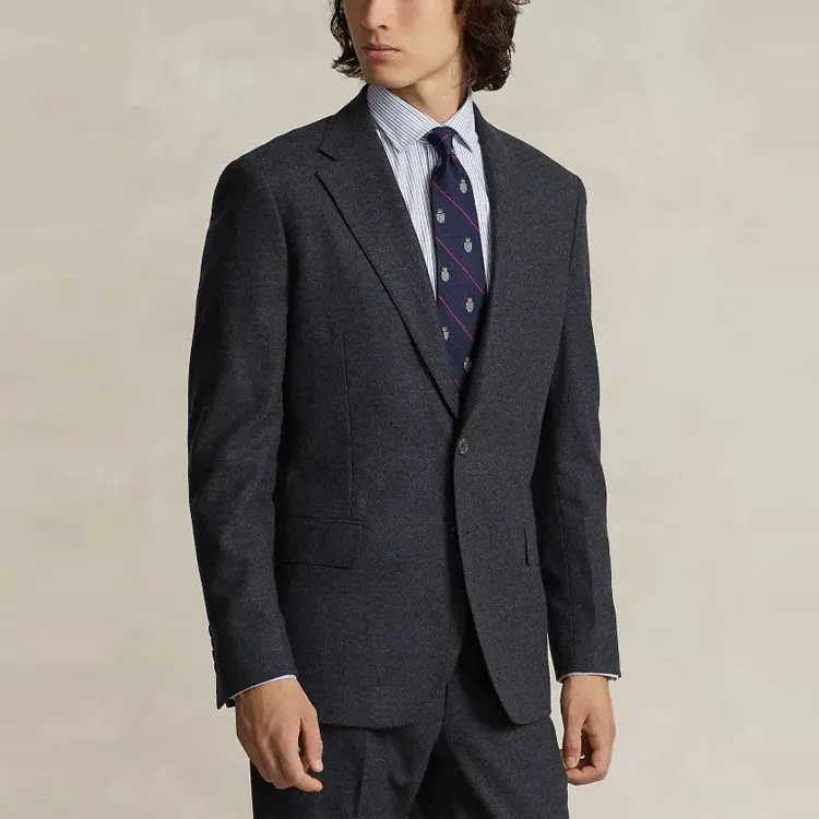 Polo Ralph Lauren Polo Modern Wool Blend Flannel Jacket Business Suit Coat Men's Black-2