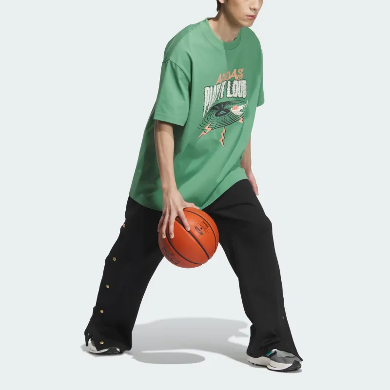 Adidas BASKETBALL T Shirt Men's Soft Green/Pink Brown-3