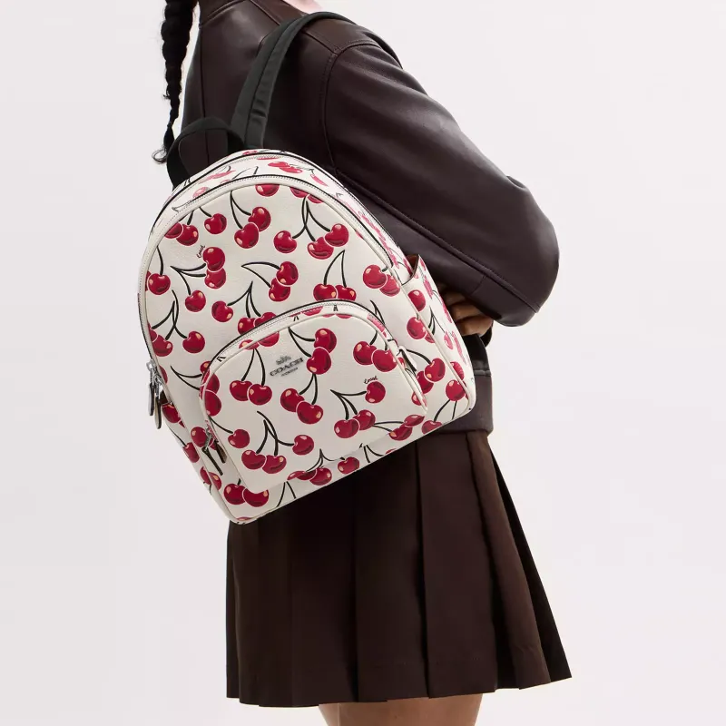 COACH Court Exquisite Pebbled Leather Backpack Tubas Women's White-4