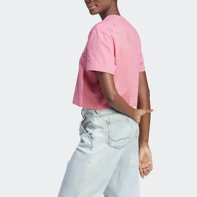 Adidas Free Shipping With AdiClub Scribble Embroidery Crop Tee-1