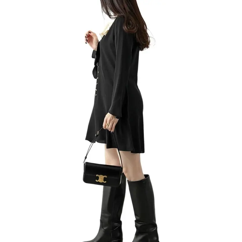CELINE Long-Sleeved Dresses Women's Black-3