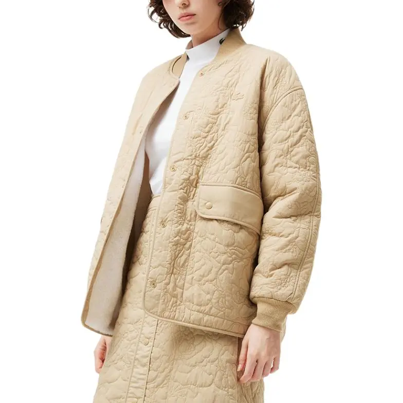 LACOSTE Puffer Jacket Women's Milk Coffee-2
