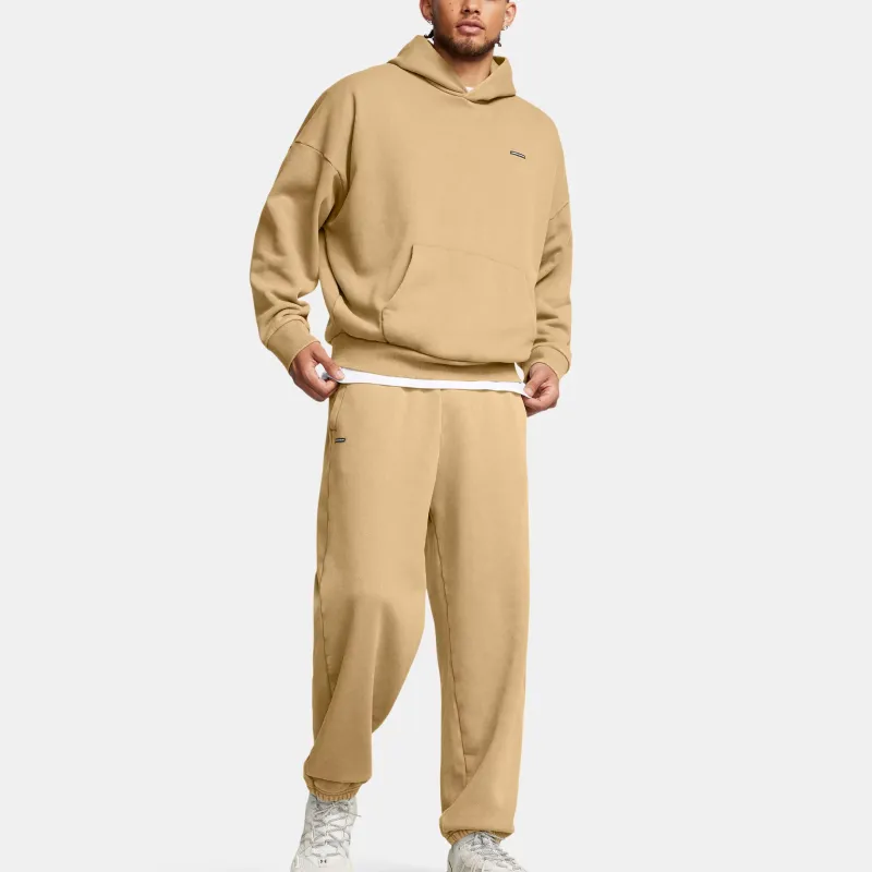 Under Armour Icon Men's UA Icon Heavyweight Fleece Wash Oversized Hoodie Sweatshirt Men's Camel-3