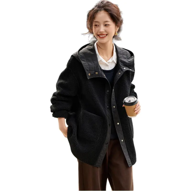 Mo Han Yi Mei Velvet feel Coat Women's Black-2