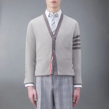 THOM BROWNE 4 Bar V Neck Cardigan
