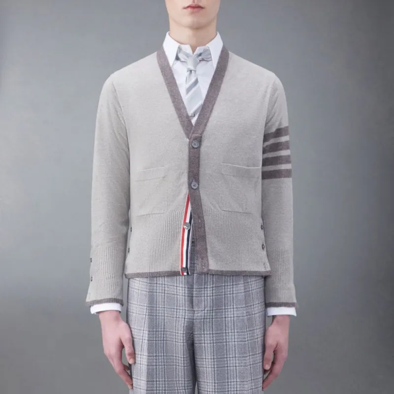 THOM BROWNE 4 Bar V Neck Cardigan-0