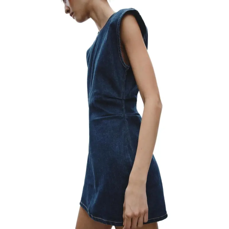 ZARA Trf Sleeveless Dress Women's Sea Blue-4