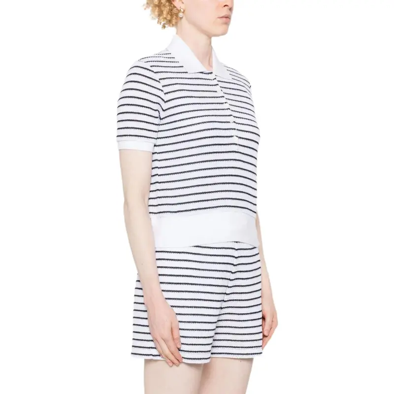 THOM BROWNE Textured Striped Polo Shirt-1