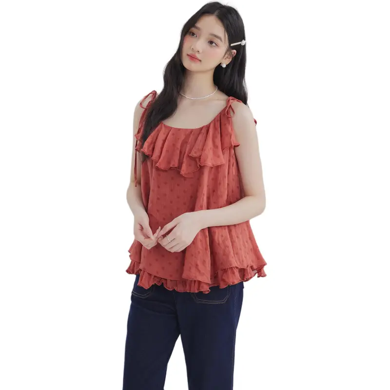 DEAR DEER PUFF Camisole Women's Red-4