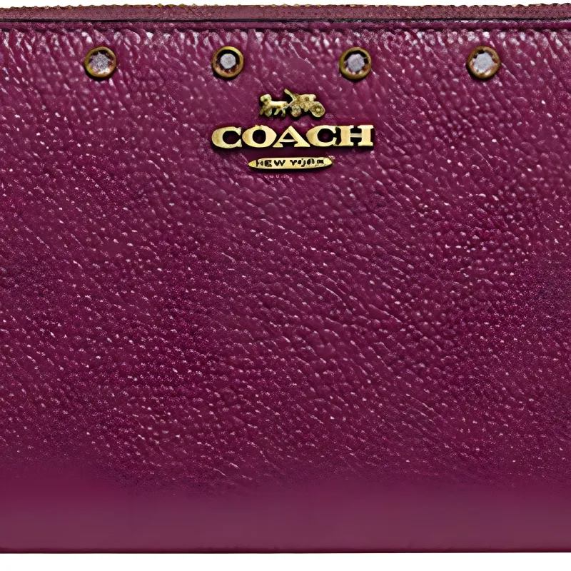 COACH Zip Around Leather Wallet Medium Size Women's Dark Berry-2