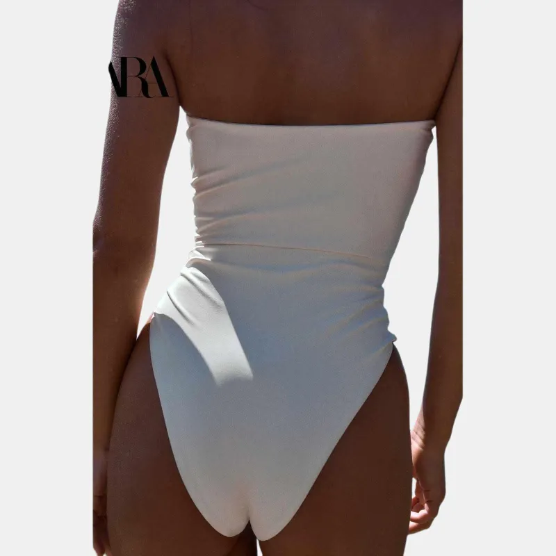 ZARA One-piece Swimsuit Women's Raw White-4