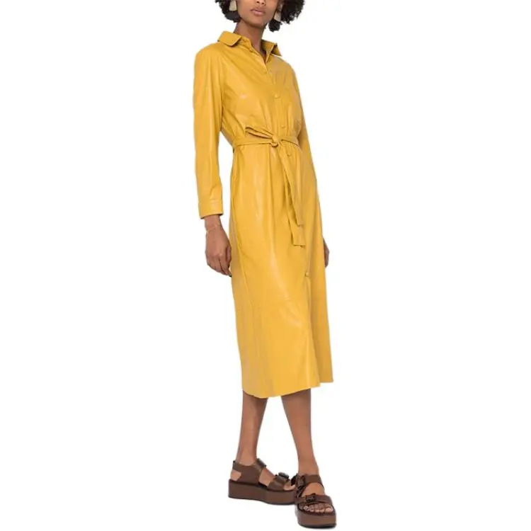 PINKO Long Sleeved Dress Women's Yellow-3