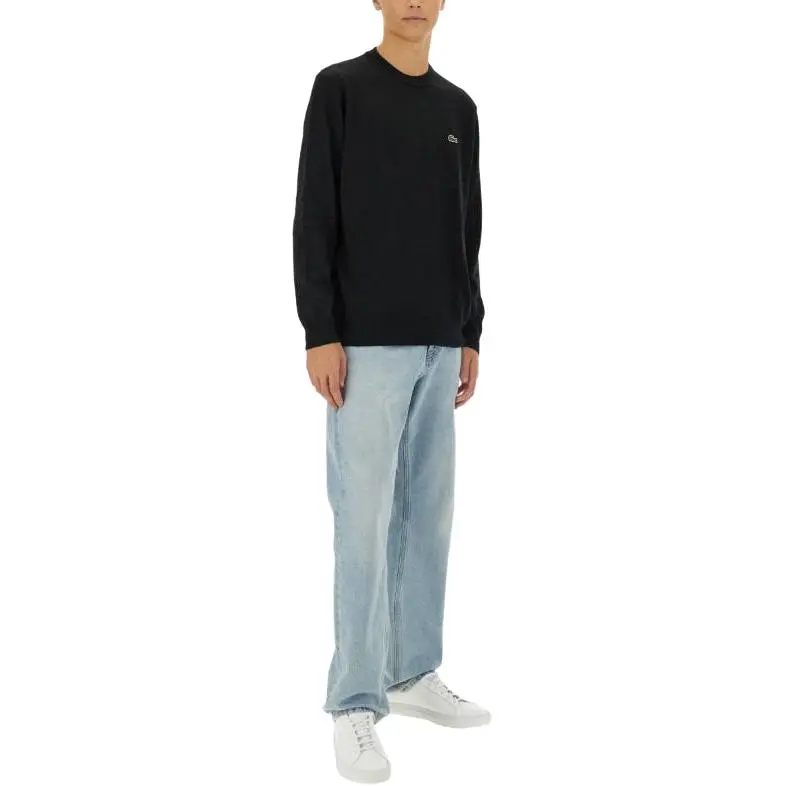 LACOSTE Logo Embroidered Crewneck Knitted Jumper-2