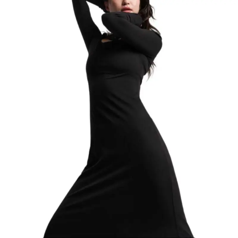 ARMANI EXCHANGEAE SS25 Long Sleeved Dress Women's Black-4