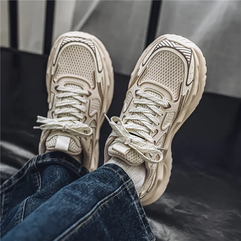 JKEM Breathable Height Increasing Low-Top Chunky Sneakers Men's-12