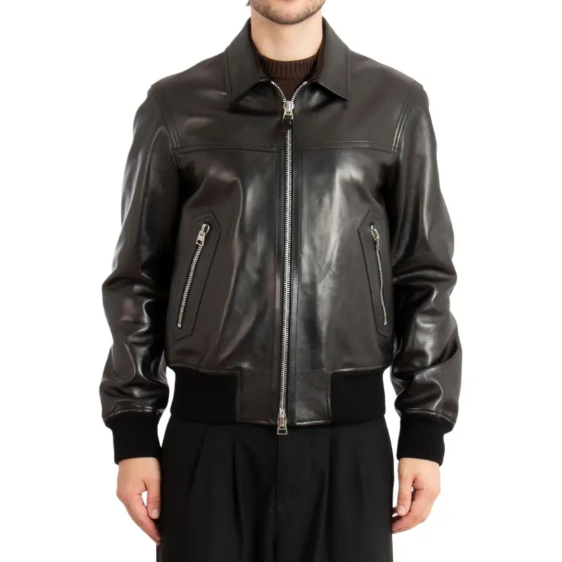TOM FORD Zip-Up Leather Bomber Jacket-3