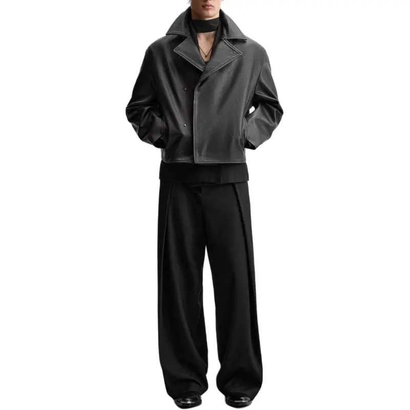 ZARA Leather Jacket Men's Black-1