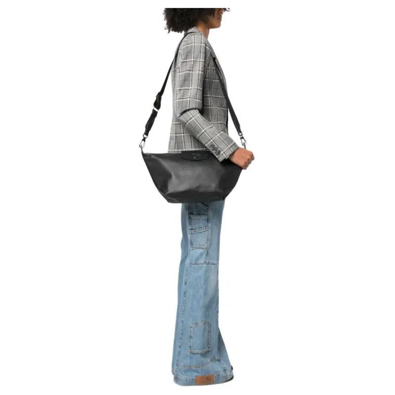 LONGCHAMP Le Pliage Xtra Cow Leather Dumpling Bag Hobo Shoulder Bag, Crossbody Bag Trumpets Women's Black-4