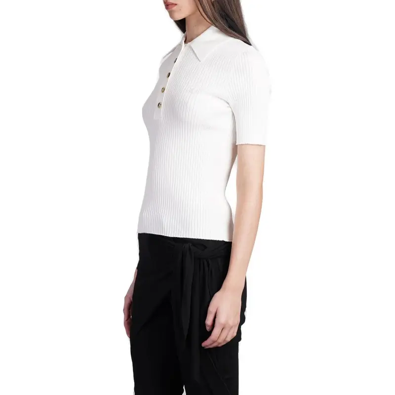COURREGES Short Sleeved Ribbed Polo Shirt-2