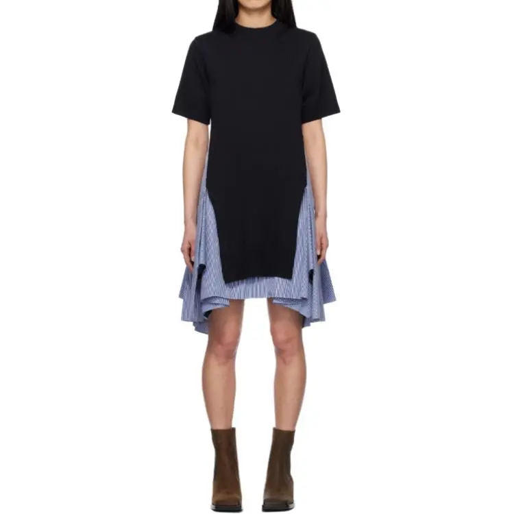 Sacai Striped panel Midi Dress-3