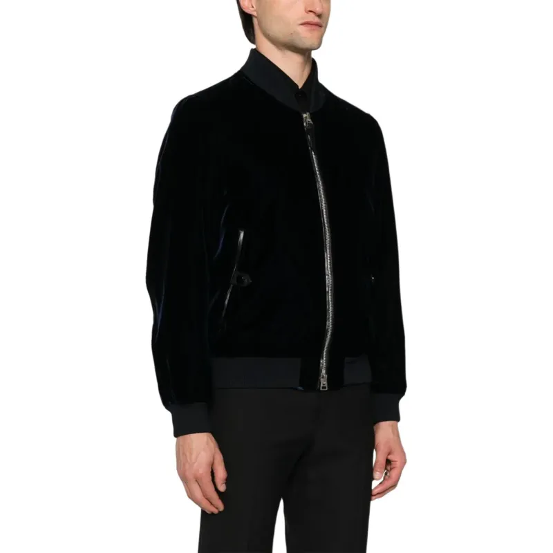 TOM FORD Velvet Long Sleeved Bomber Jacket-3