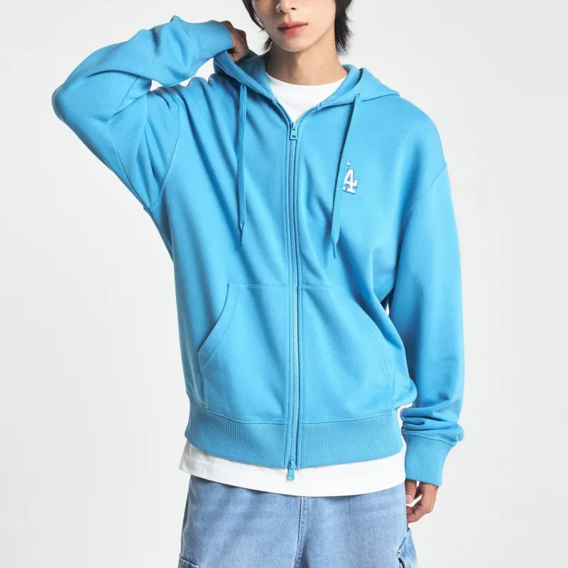 MLB Basic Medium Logo Hood Zip Up Sweatshirt Unisex Blue-4