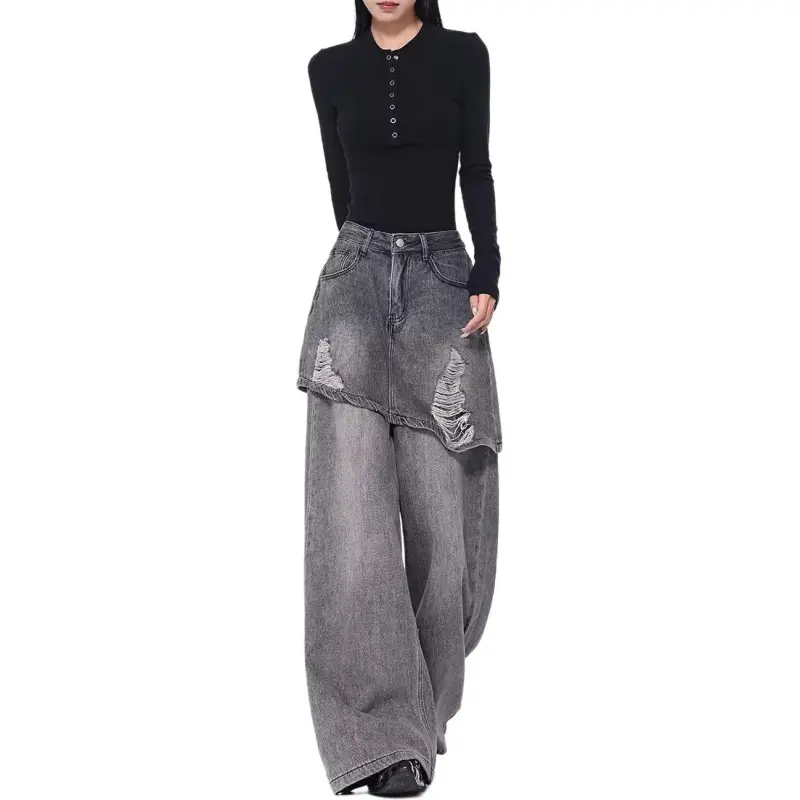 Concubine Zhu Jeans Women's Gray-2