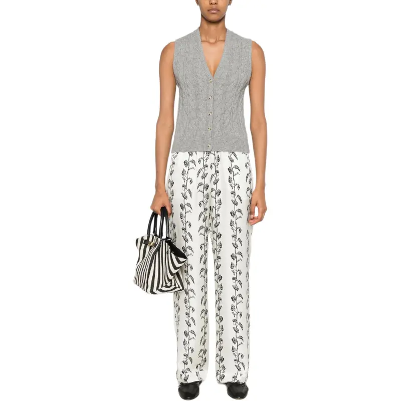 VINCE Cable knit Button Waistcoat-1