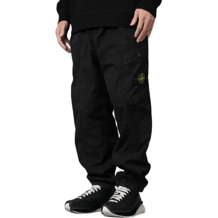 STONE ISLAND Logo Patch Tapered Leg Trousers-6