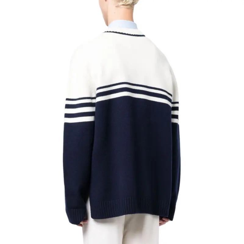 Wales Bonner V Neck Intarsia Knit Jumper-3