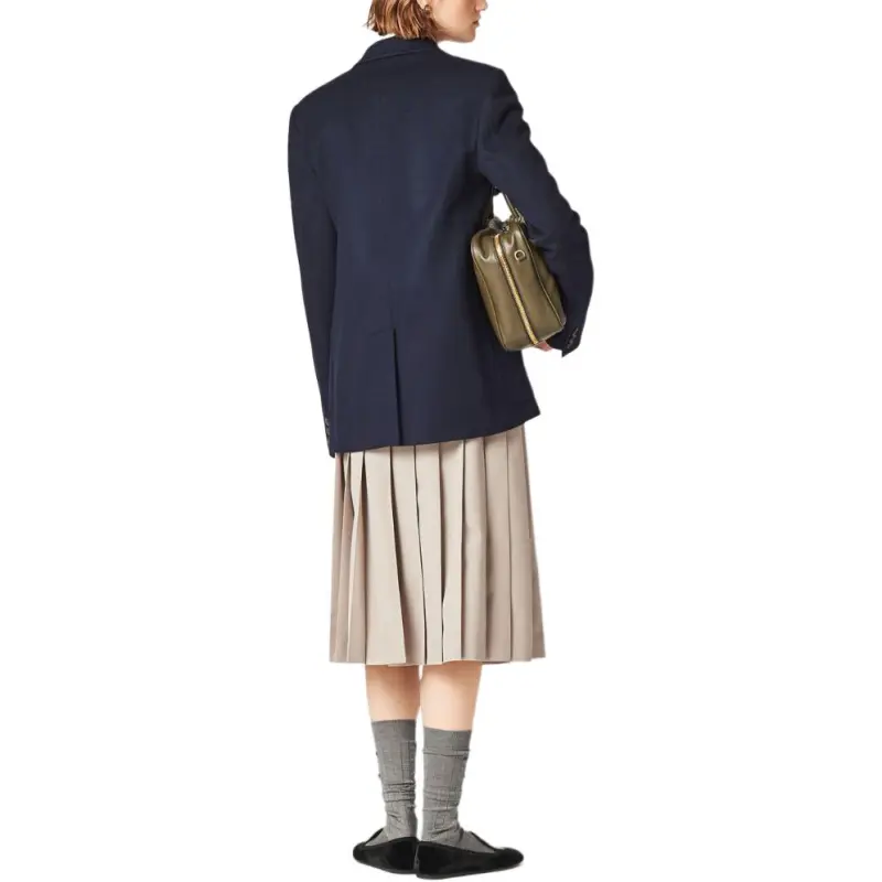 MIU MIU Pleated Gabardine Wool Skirt-4