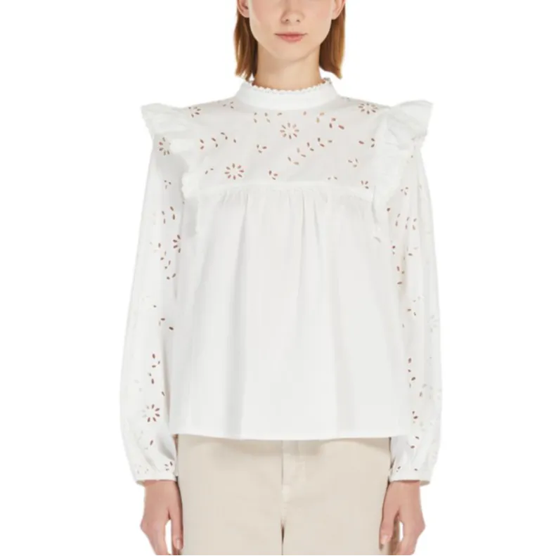 WEEKEND MaxMara Embroidered Ruffled Top-1
