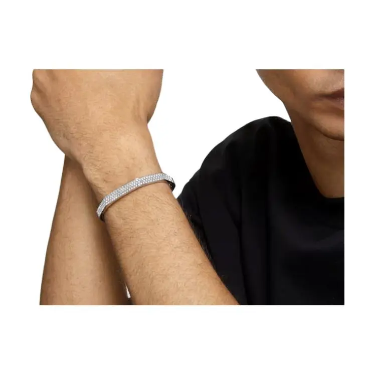 Swarovski Rhodium-Plated Crystal Bangles Unisex Silver-3