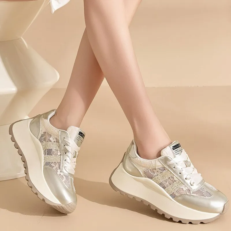La Chapelle Slip Resistant And Breathable Low Top Chunky Sneakers Women's-16