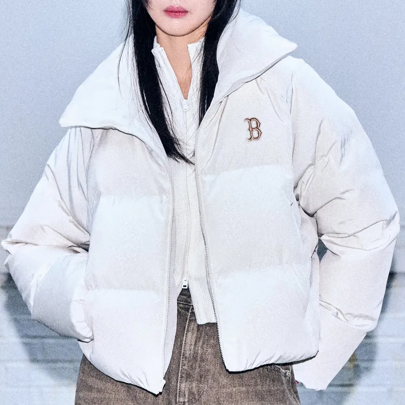 MLB Boston Red Sox Down Jacket Women's Dark Cream-2