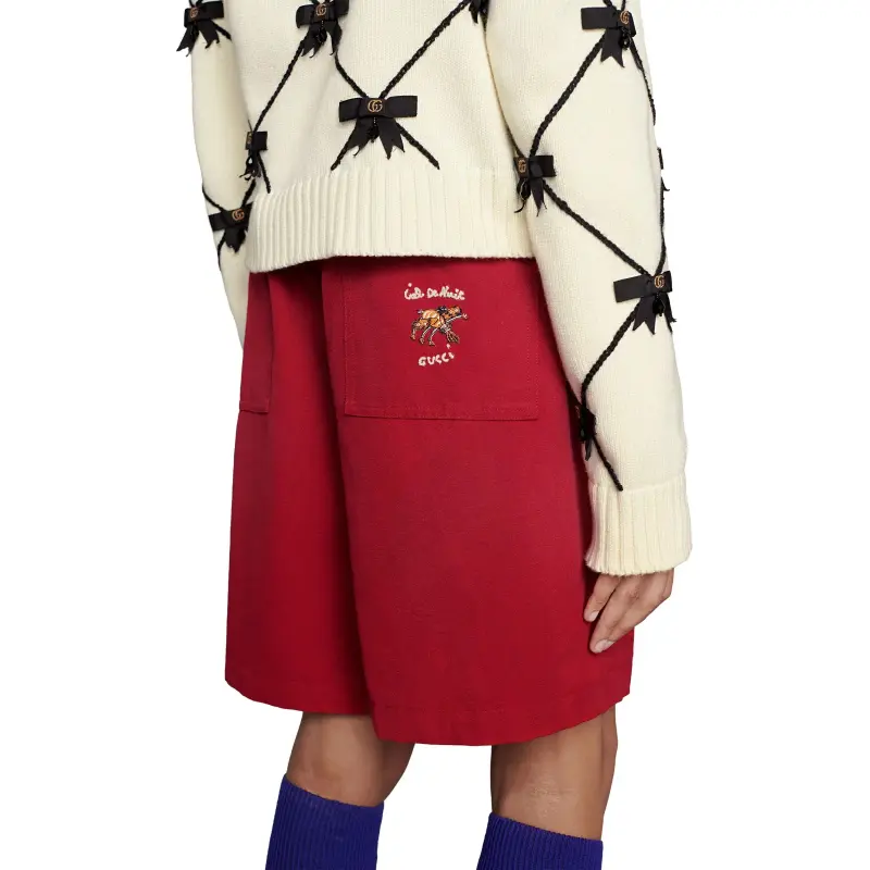 GUCCI Ciel De Nuit Animal Taped Cotton Shorts-3