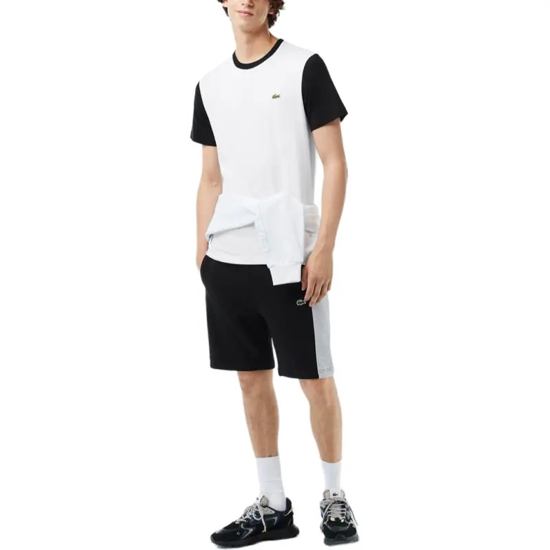 LACOSTE Logo patch Colour block T shirt-4