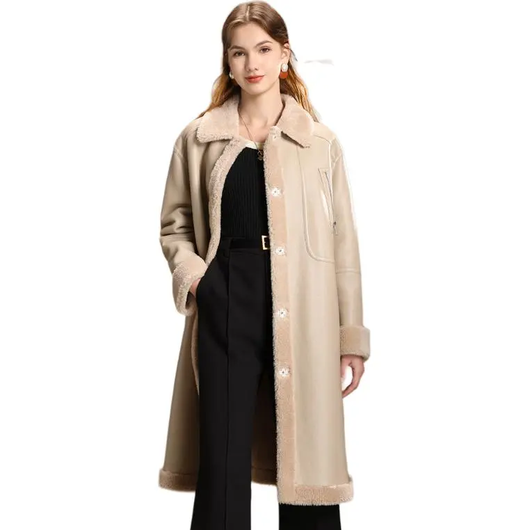 FENHONGMALI Coats Women's Oatmeal/Almond Camel-1