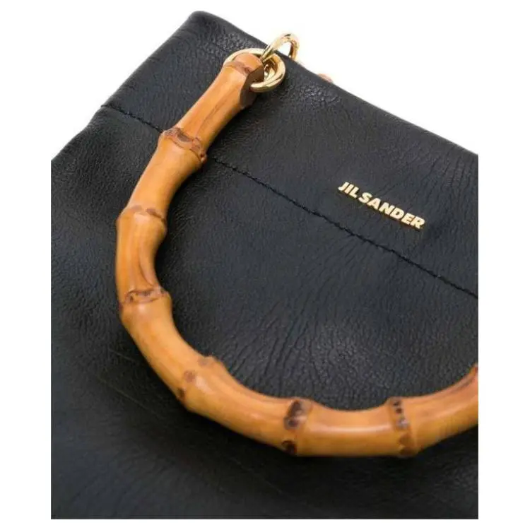 JIL SANDER Calfskin Tote Bag Shopping Bag Shoulder Bag Crossbody Bag Handbag Small Size Women's Black-4