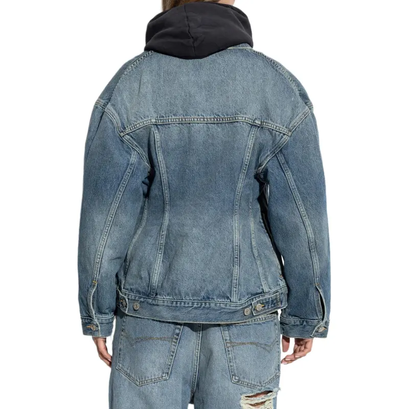 Balenciaga Collared Button Up Denim Jacket-3