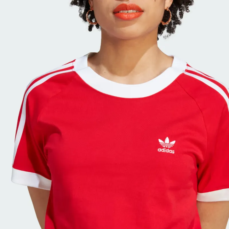 Adidas Originals 3-Stripes T-Shirts Women's Red-5