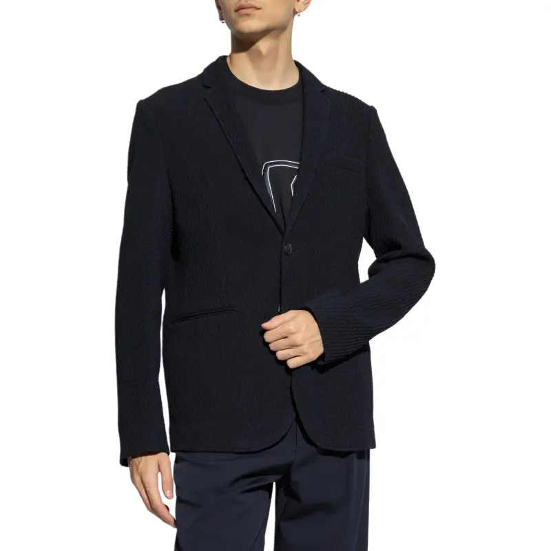 EMPORIO ARMANI Single breasted Jacket In A 3D effect Virgin wool Stretch Jersey Knit-3