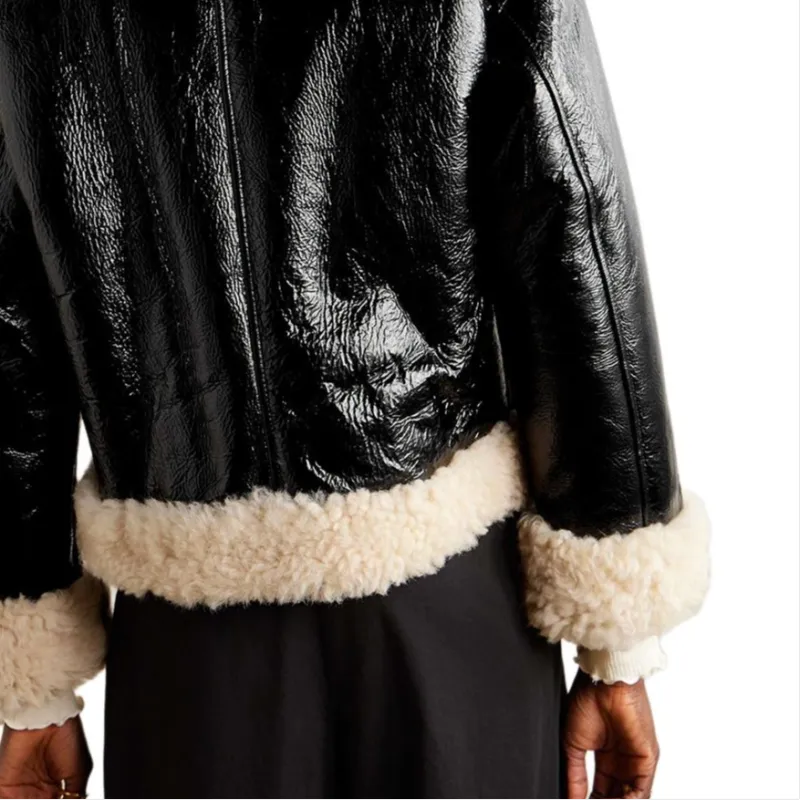 GUCCI Curly Shearling Jacket 'Black/Ivory'-3