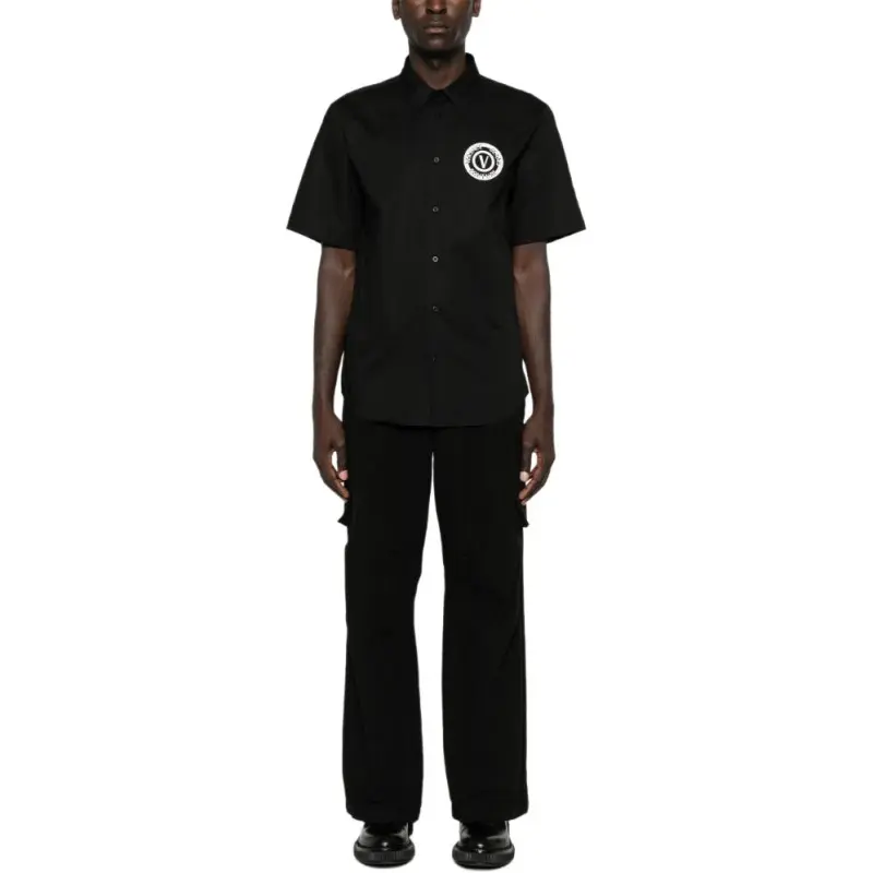 VERSACE JEANS COUTURE V Emblem Curved Hem Shirt-2