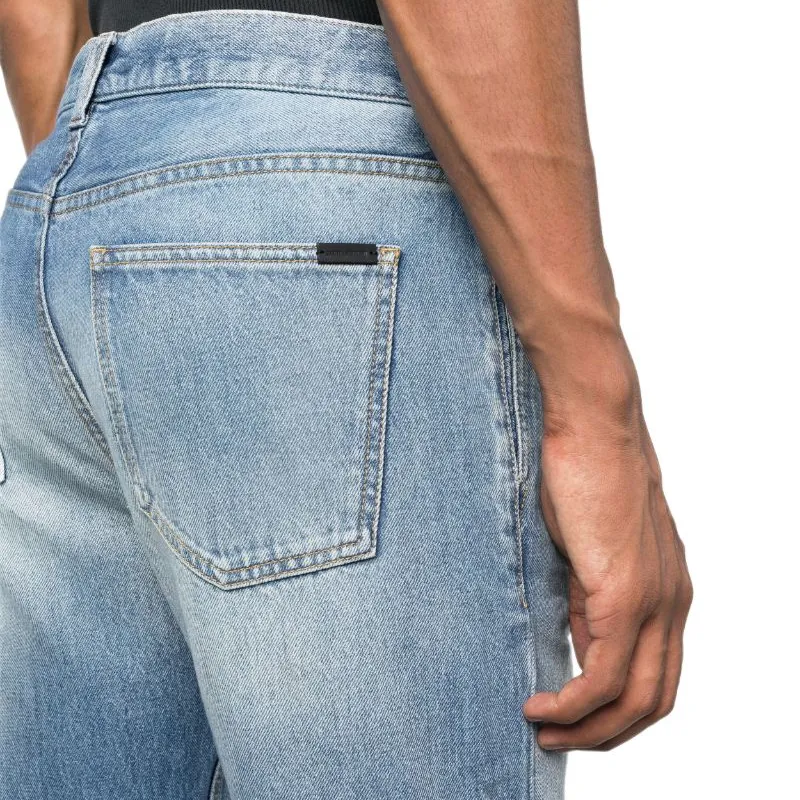 SAINT LAURENT Button Detailed Straight Leg Jeans-4