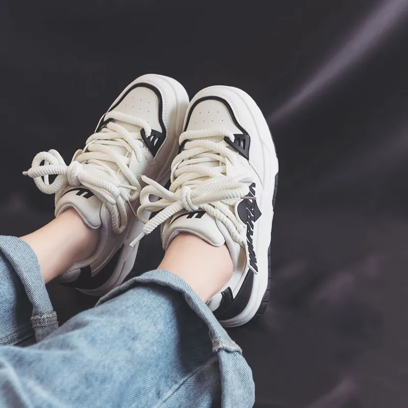 Warrior Warrior Height Increasing Wear Resistant Low Top Skateboard Shoes Women's White Black-9