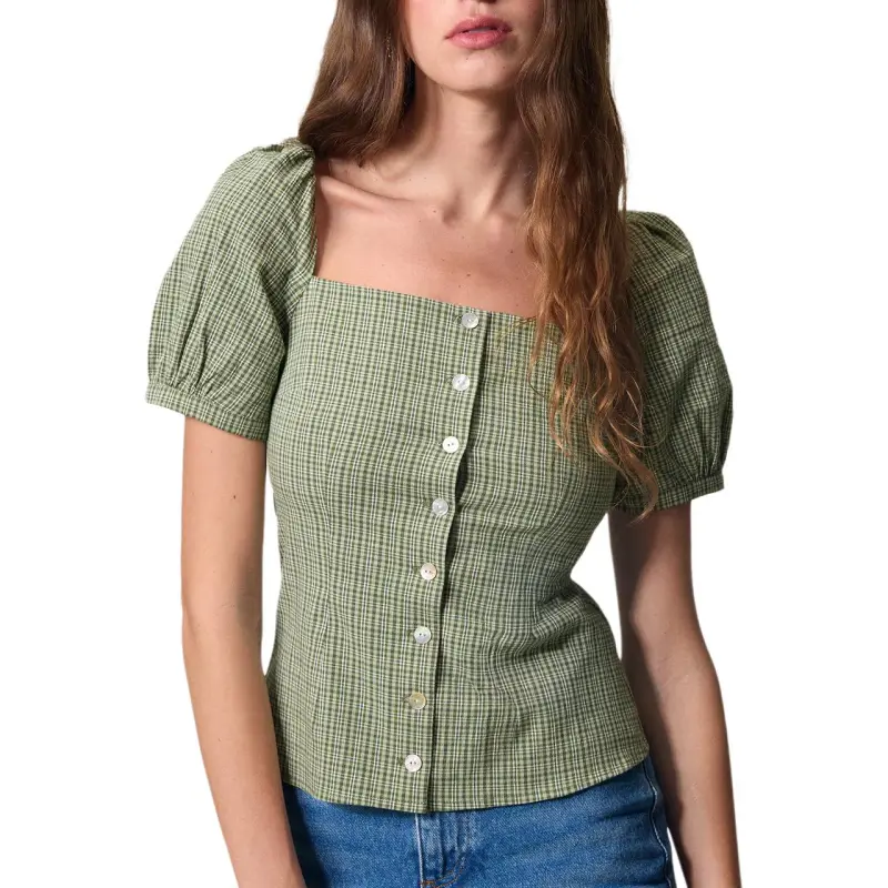 Rouje Shirts Women's Green Madras Print-2