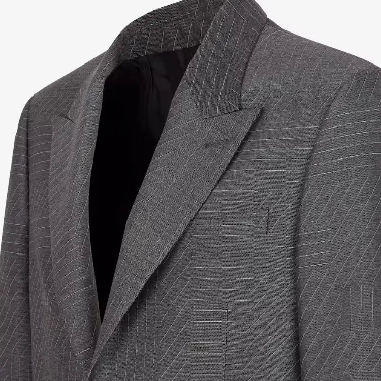 FENDI Logo Jacquard Single Breasted Jacket-3